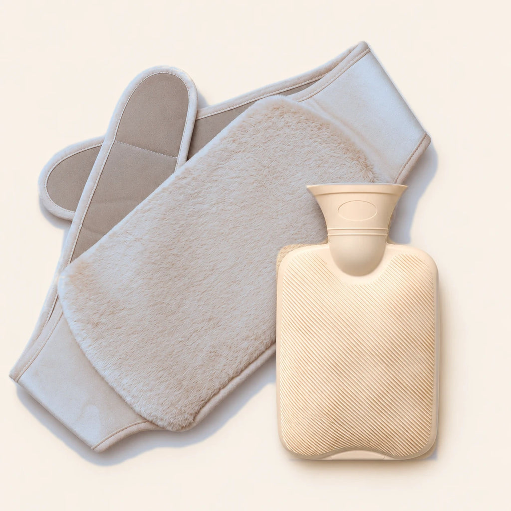 Otulka w kolorze jasnoszarym, zestaw Standard: pas i termofor 1000 ml